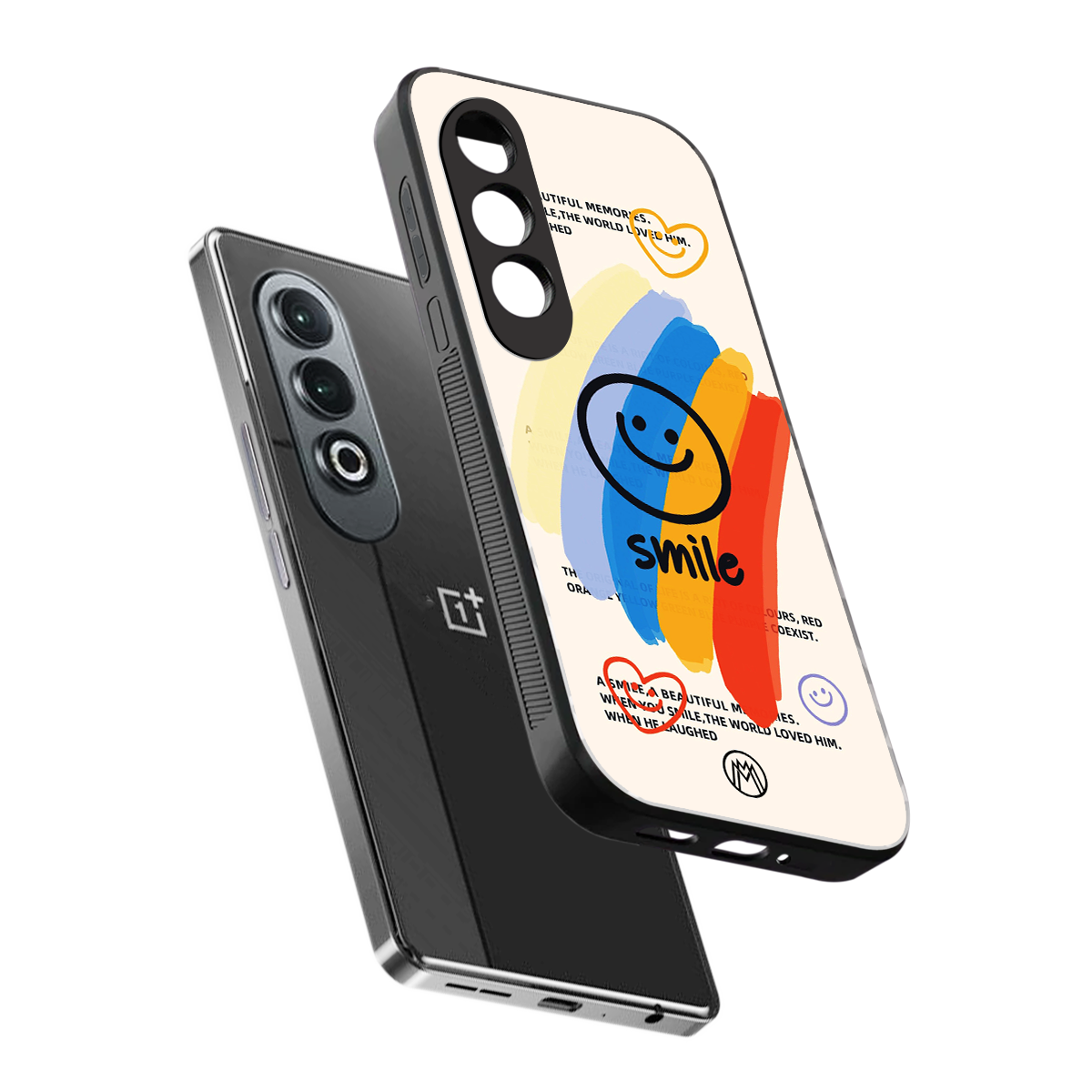 smile colourful back phone cover | glass case for oneplus nord ce 4