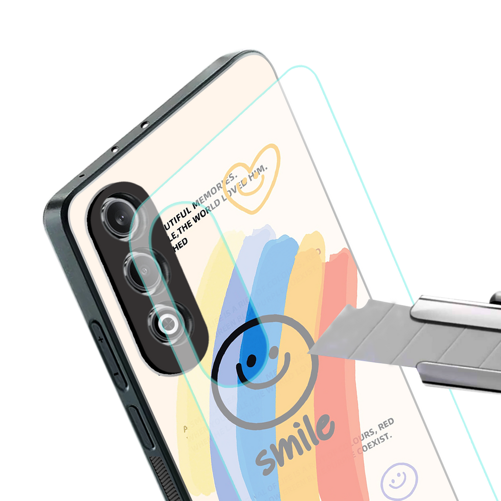 smile colourful back phone cover | glass case for oneplus nord ce 4