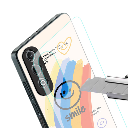 smile colourful back phone cover | glass case for oneplus nord ce 4