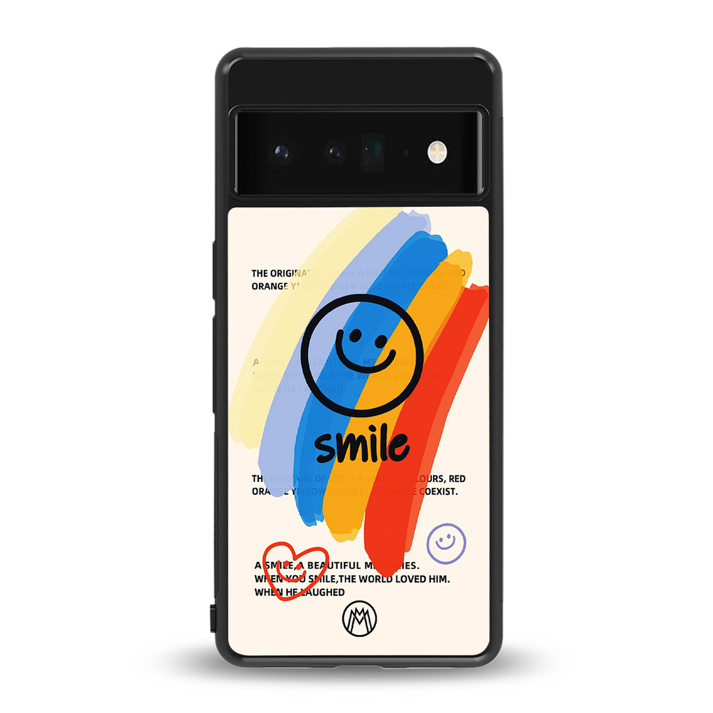 smile colourful back phone cover | glass case for google pixel 6 pro