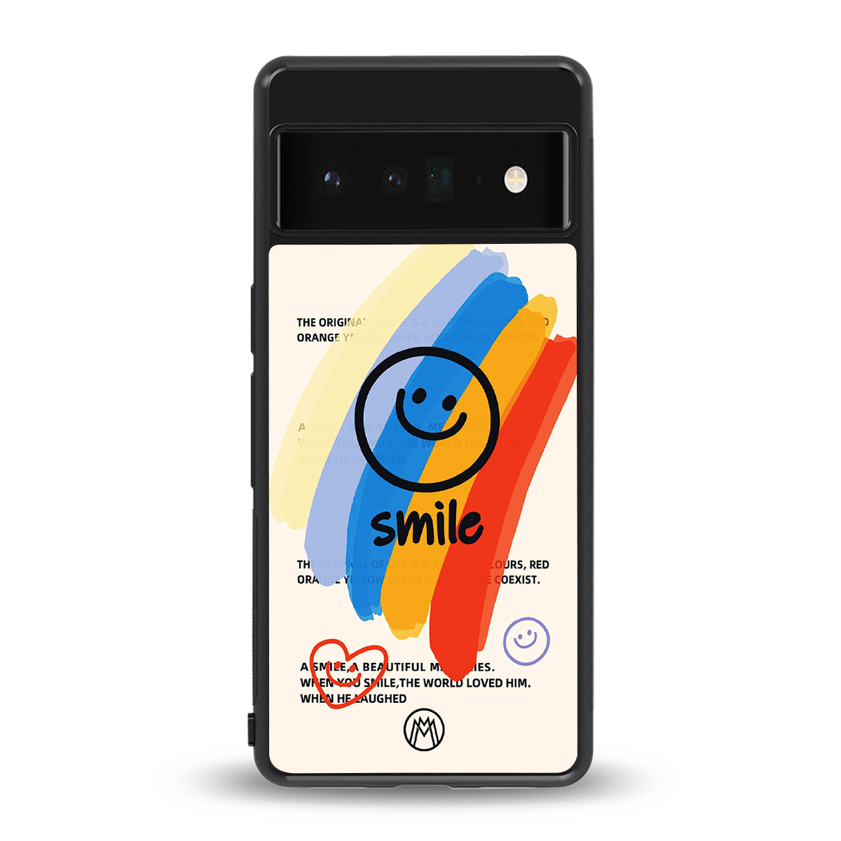 smile colourful back phone cover | glass case for google pixel 6 pro