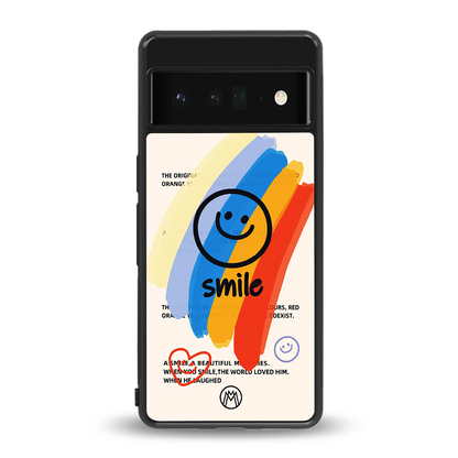 smile colourful back phone cover | glass case for google pixel 6 pro
