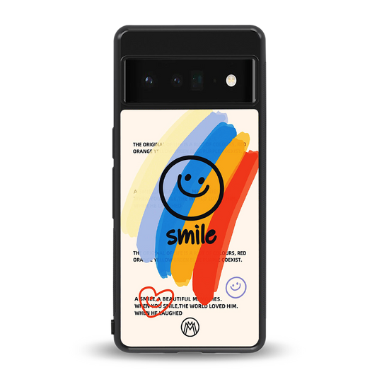 smile colourful back phone cover | glass case for google pixel 6 pro