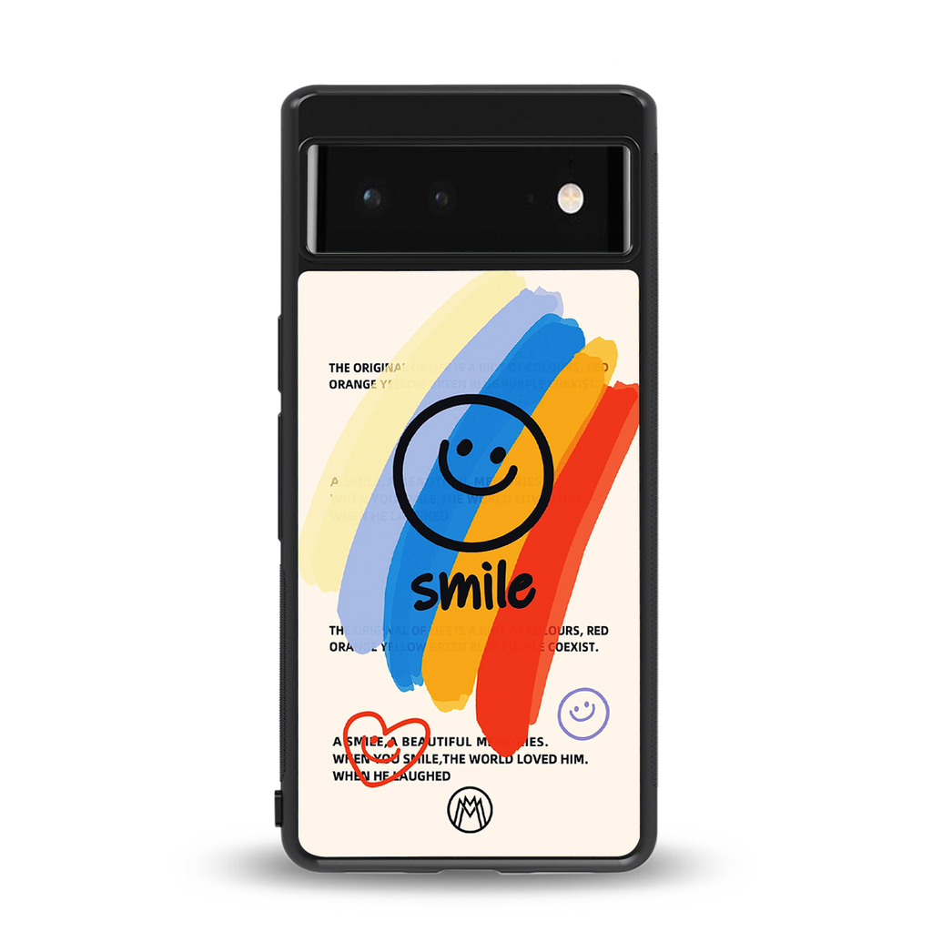 smile colourful back phone cover | glass case for google pixel 6