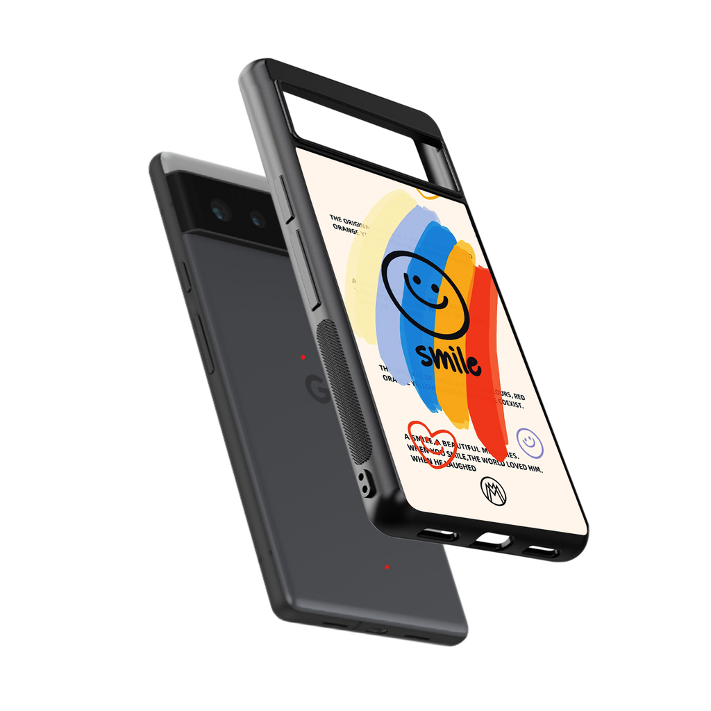 smile colourful back phone cover | glass case for google pixel 6