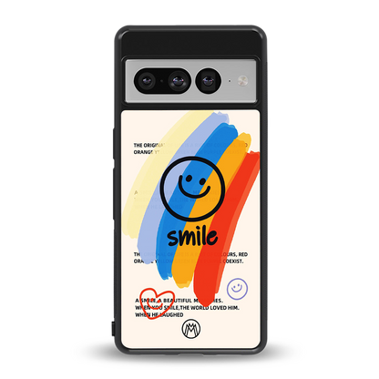 smile colourful back phone cover | glass case for google pixel 7 pro