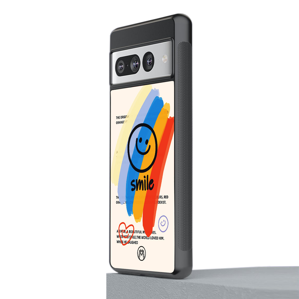 smile colourful back phone cover | glass case for google pixel 7 pro