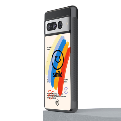 smile colourful back phone cover | glass case for google pixel 7 pro