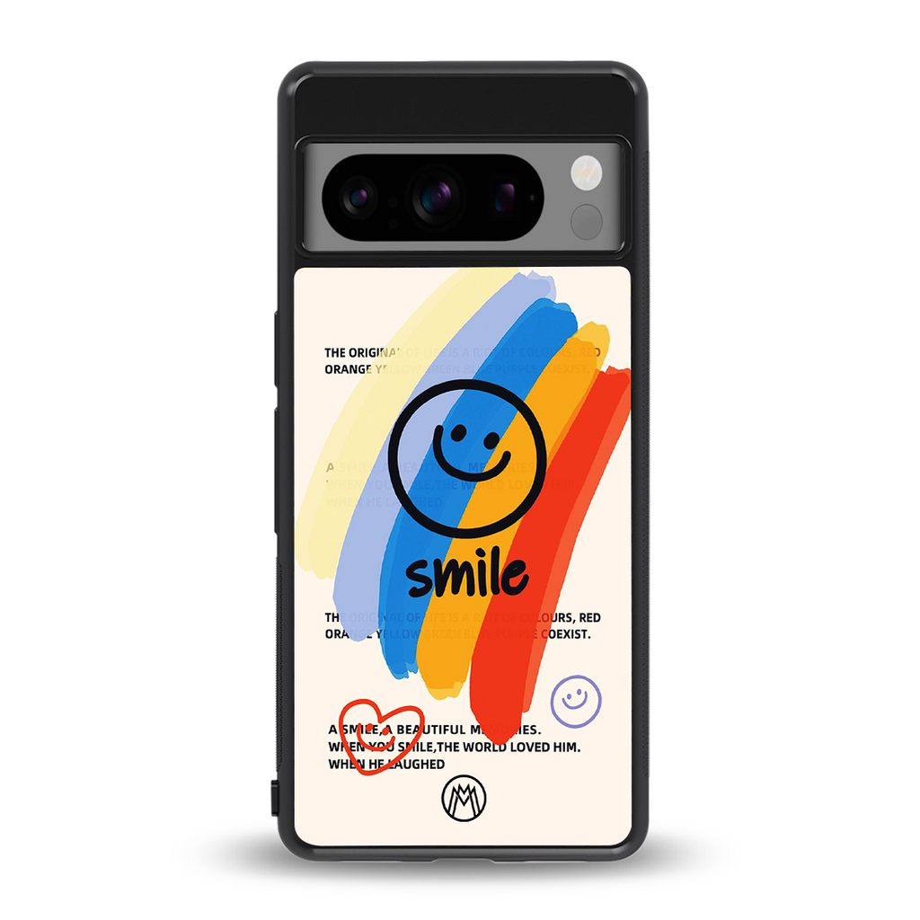 smile colourful back phone cover | glass case for google pixel 8 pro