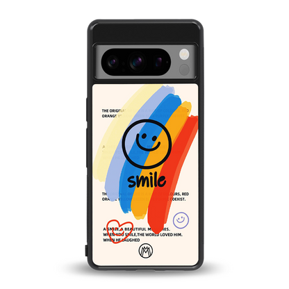 smile colourful back phone cover | glass case for google pixel 8 pro