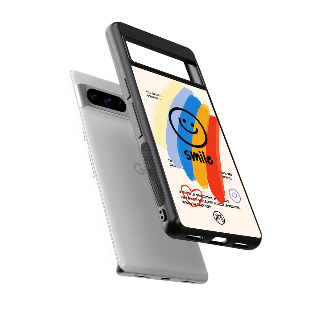 smile colourful back phone cover | glass case for google pixel 8 pro
