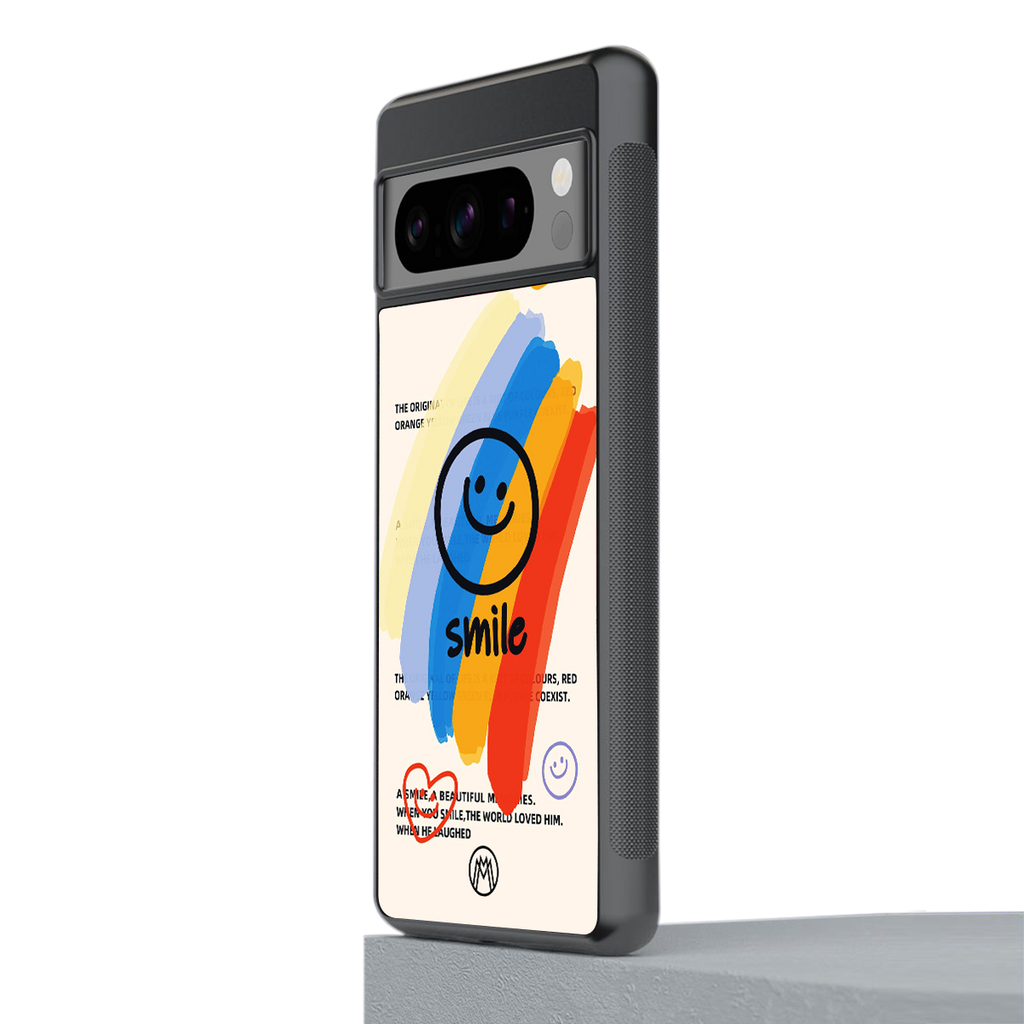 smile colourful back phone cover | glass case for google pixel 8 pro