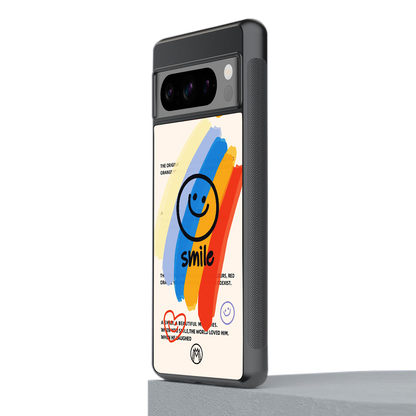 smile colourful back phone cover | glass case for google pixel 8 pro