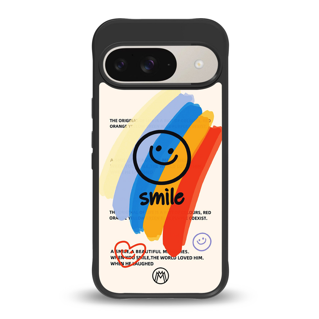 smile colourful back phone cover | glass case for google pixel 9