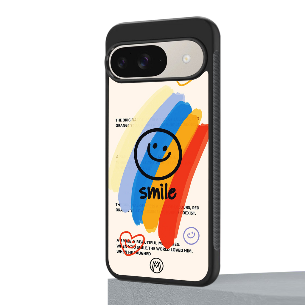 smile colourful back phone cover | glass case for google pixel 9