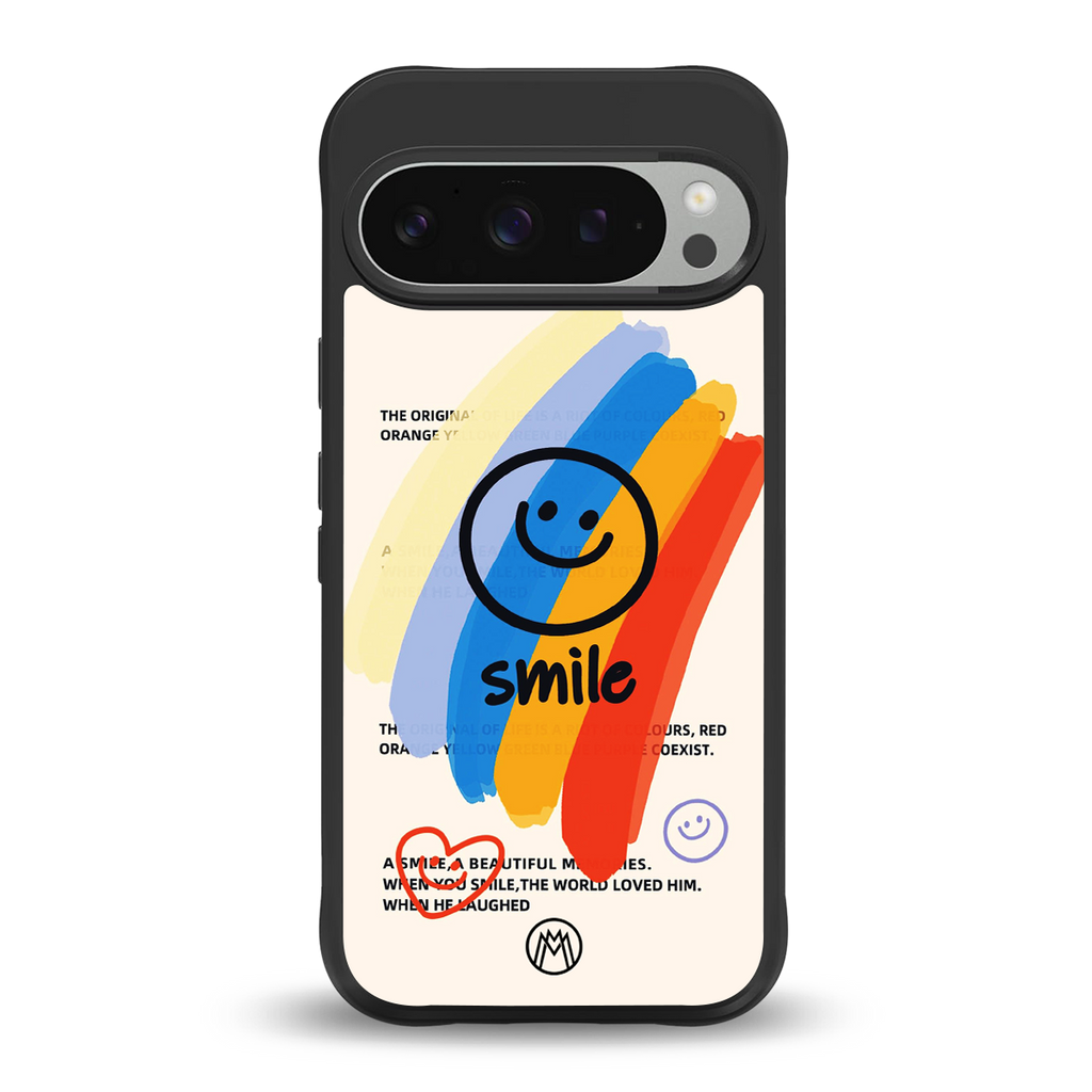 smile colourful back phone cover | glass case for google pixel 9 pro
