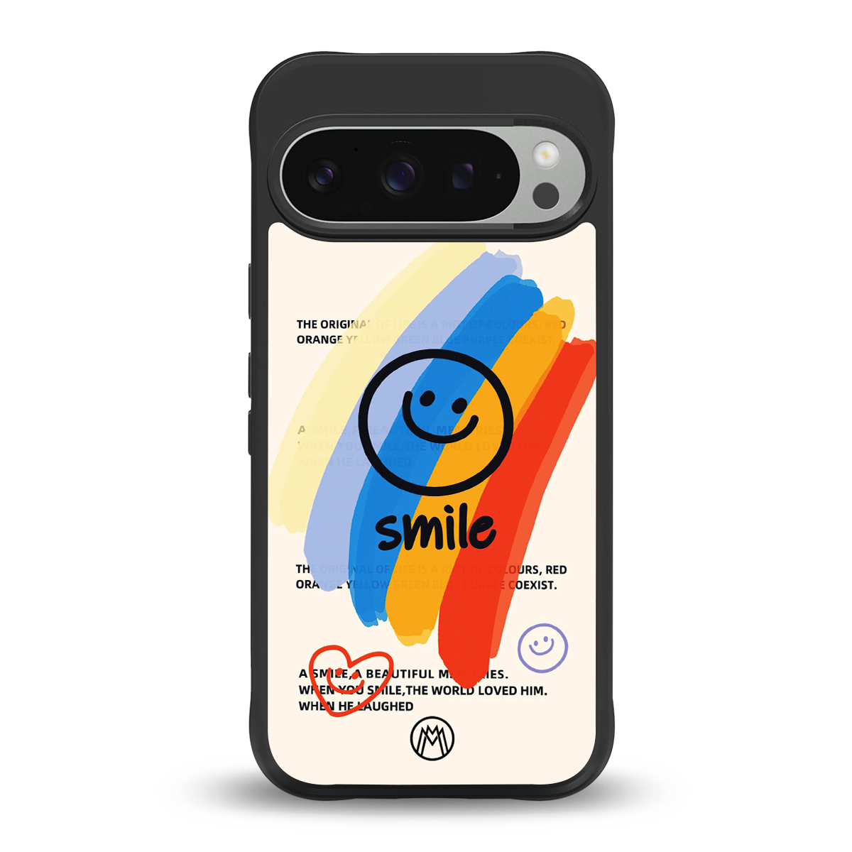 smile colourful back phone cover | glass case for google pixel 9 pro