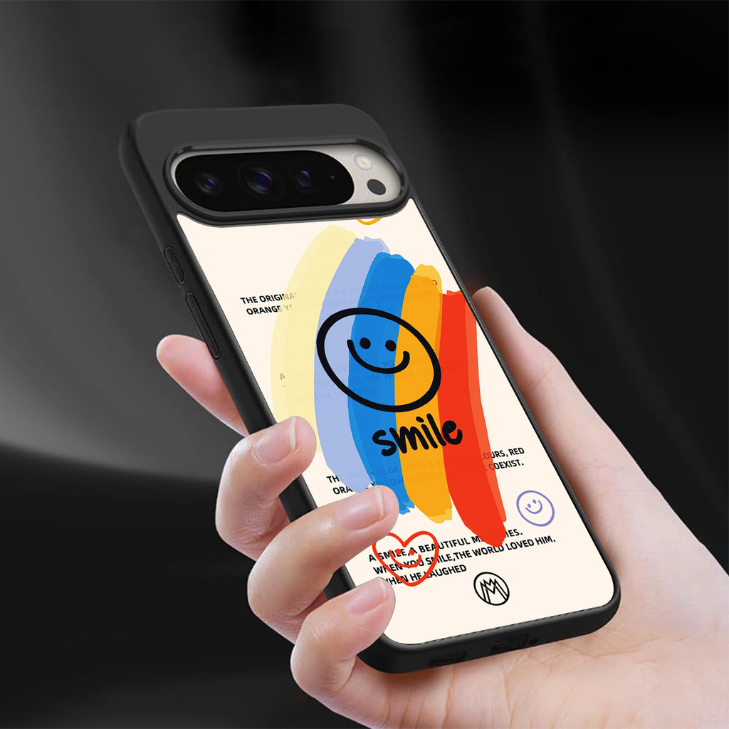 smile colourful back phone cover | glass case for google pixel 9 pro