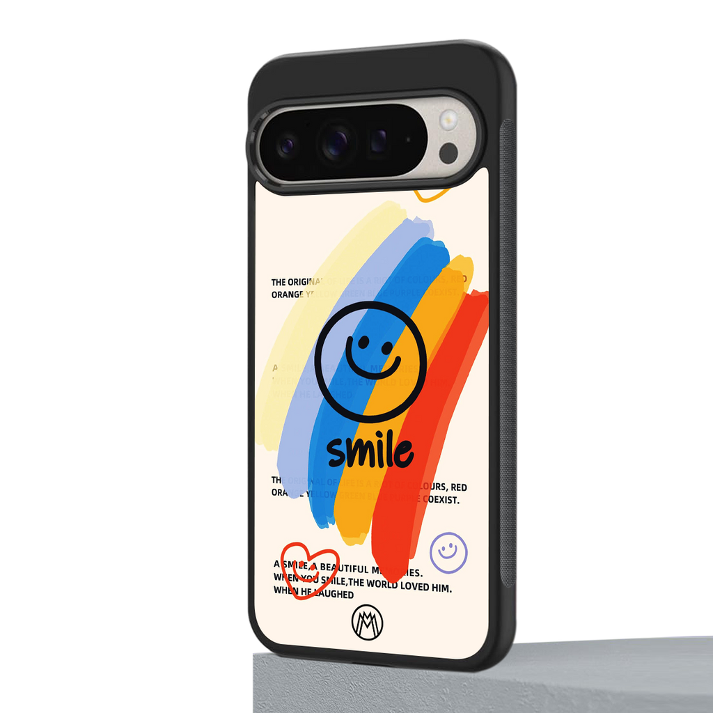 smile colourful back phone cover | glass case for google pixel 9 pro