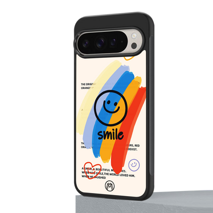 smile colourful back phone cover | glass case for google pixel 9 pro xl