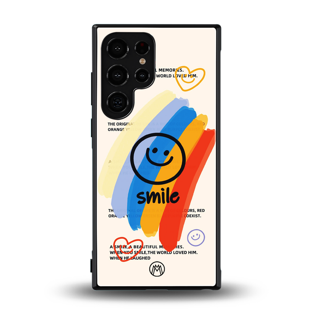 smile colourful back phone cover | glass case for samsung galaxy s23 ultra
