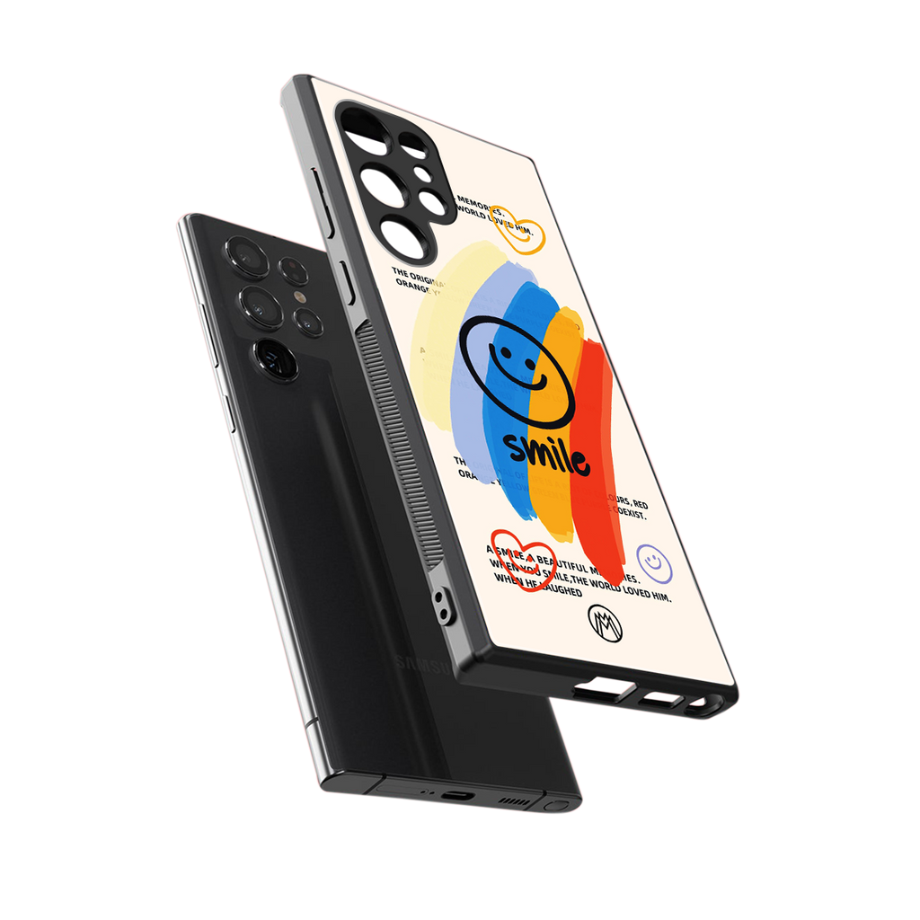 smile colourful back phone cover | glass case for samsung galaxy s23 ultra