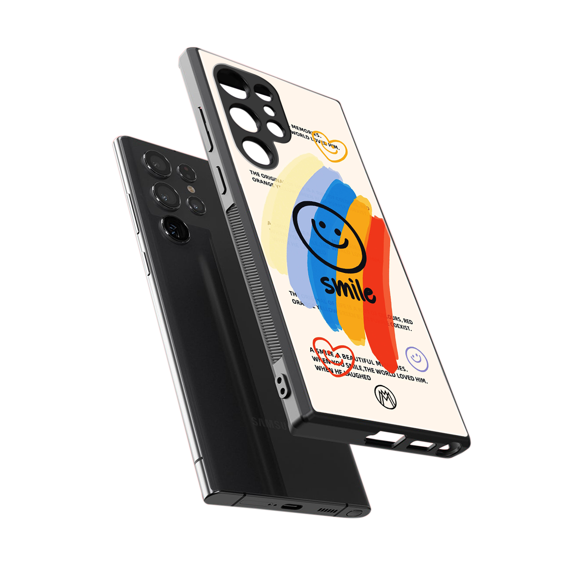 smile colourful back phone cover | glass case for samsung galaxy s23 ultra