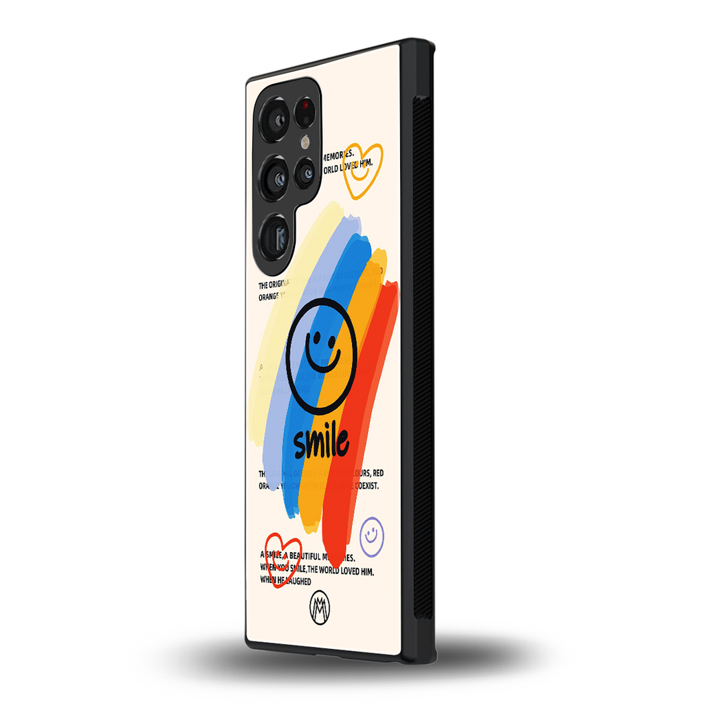 smile colourful back phone cover | glass case for samsung galaxy s23 ultra
