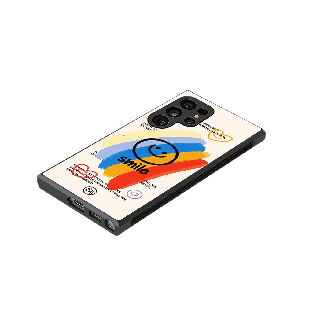 smile colourful back phone cover | glass case for samsung galaxy s23 ultra