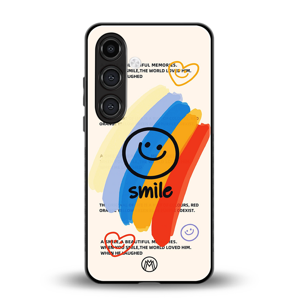 smile colourful back phone cover | glass case for samsung galaxy s24