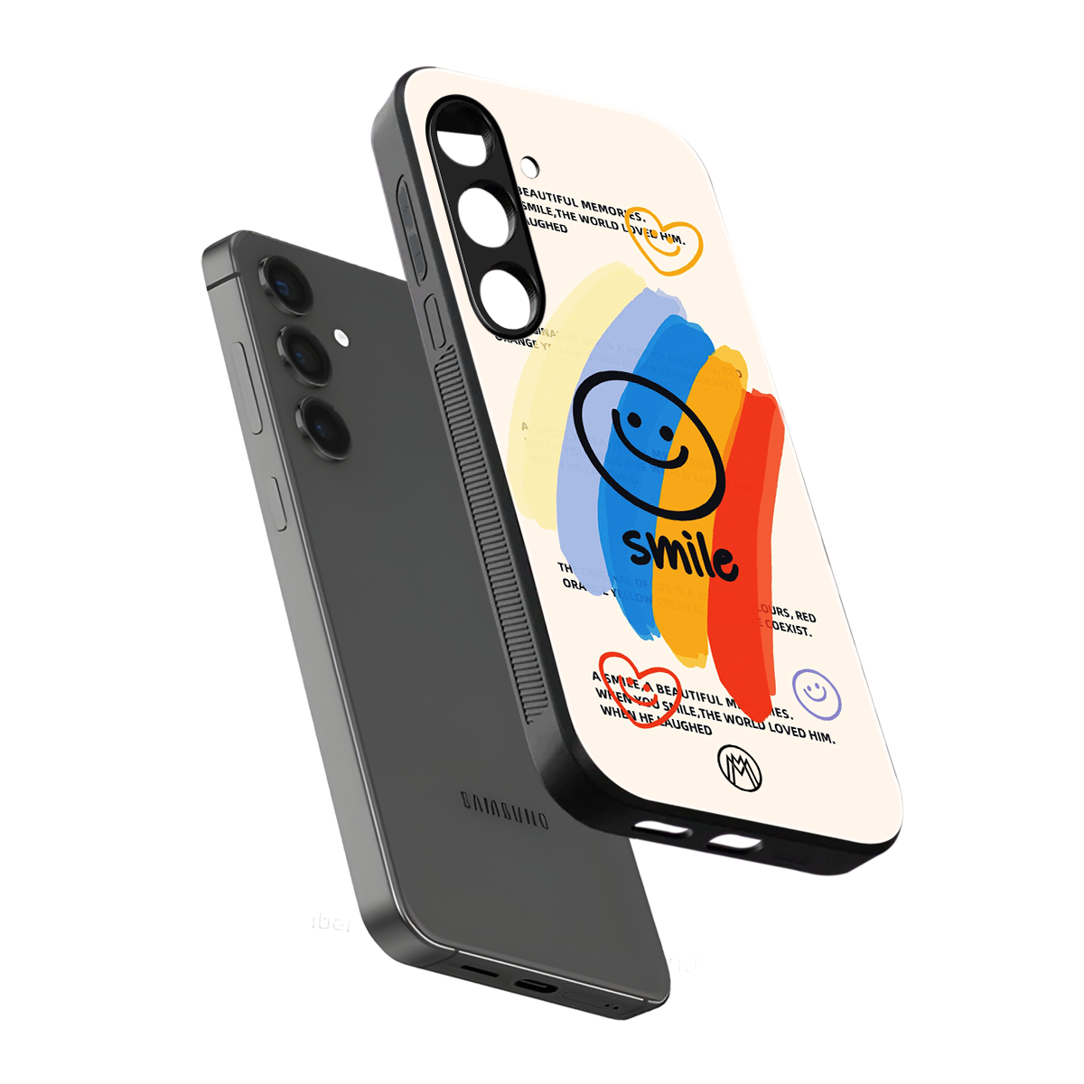 smile colourful back phone cover | glass case for samsung galaxy s24