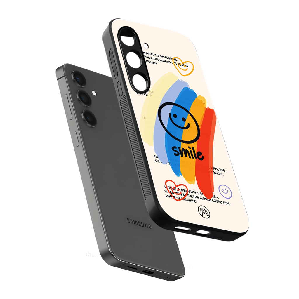 smile colourful back phone cover | glass case for samsung galaxy s25 plus