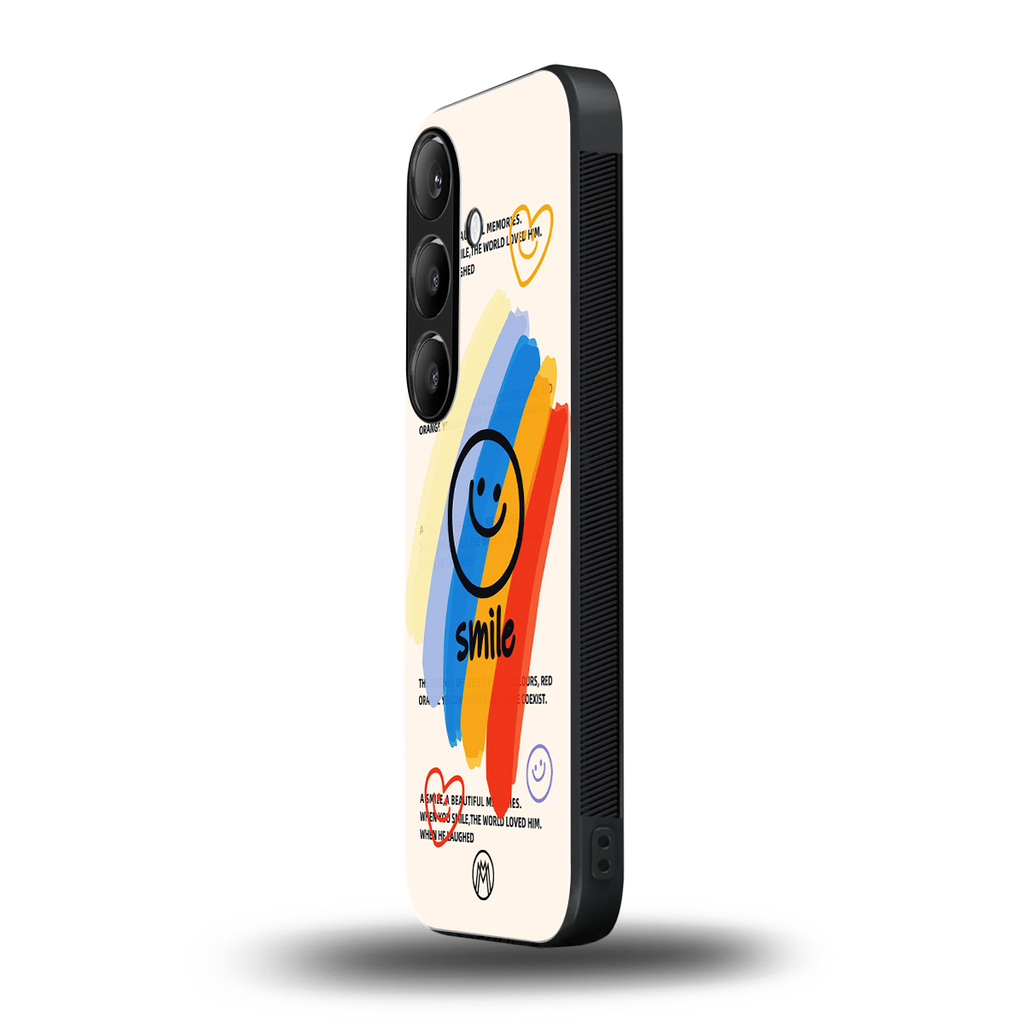 smile colourful back phone cover | glass case for samsung galaxy s24 plus