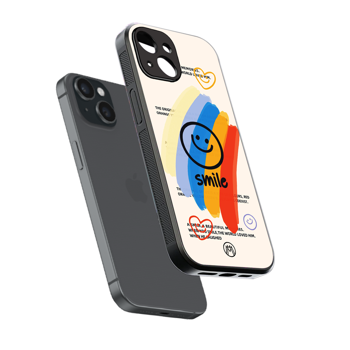 smile colourful back phone cover | glass case for iphone 14