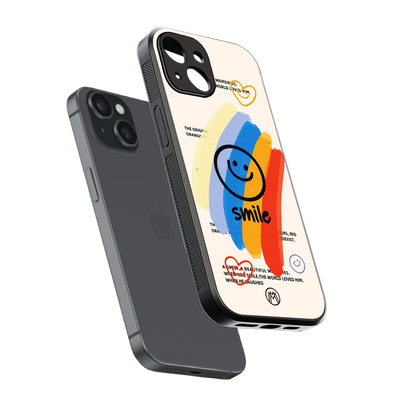 smile colourful back phone cover | glass case for iphone 14