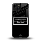 smile or naked black back phone cover | glass case for iphone 13 mini