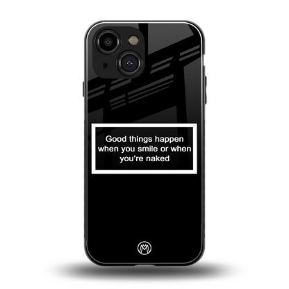 smile or naked black back phone cover | glass case for iphone 13 mini