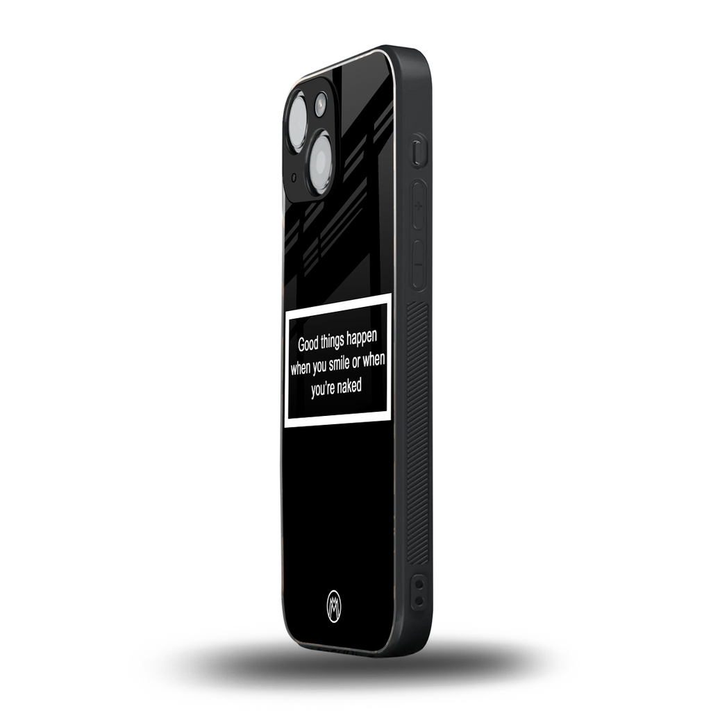 smile or naked black back phone cover | glass case for iphone 13 mini