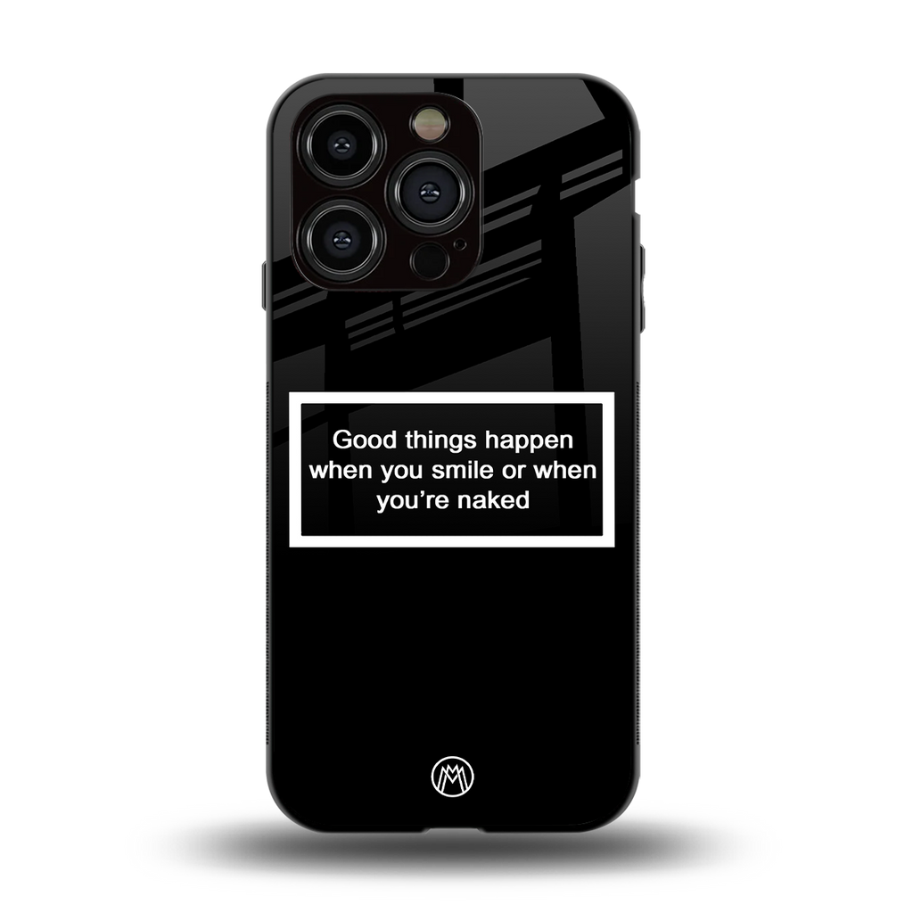 smile or naked black back phone cover | glass case for iphone 13 pro