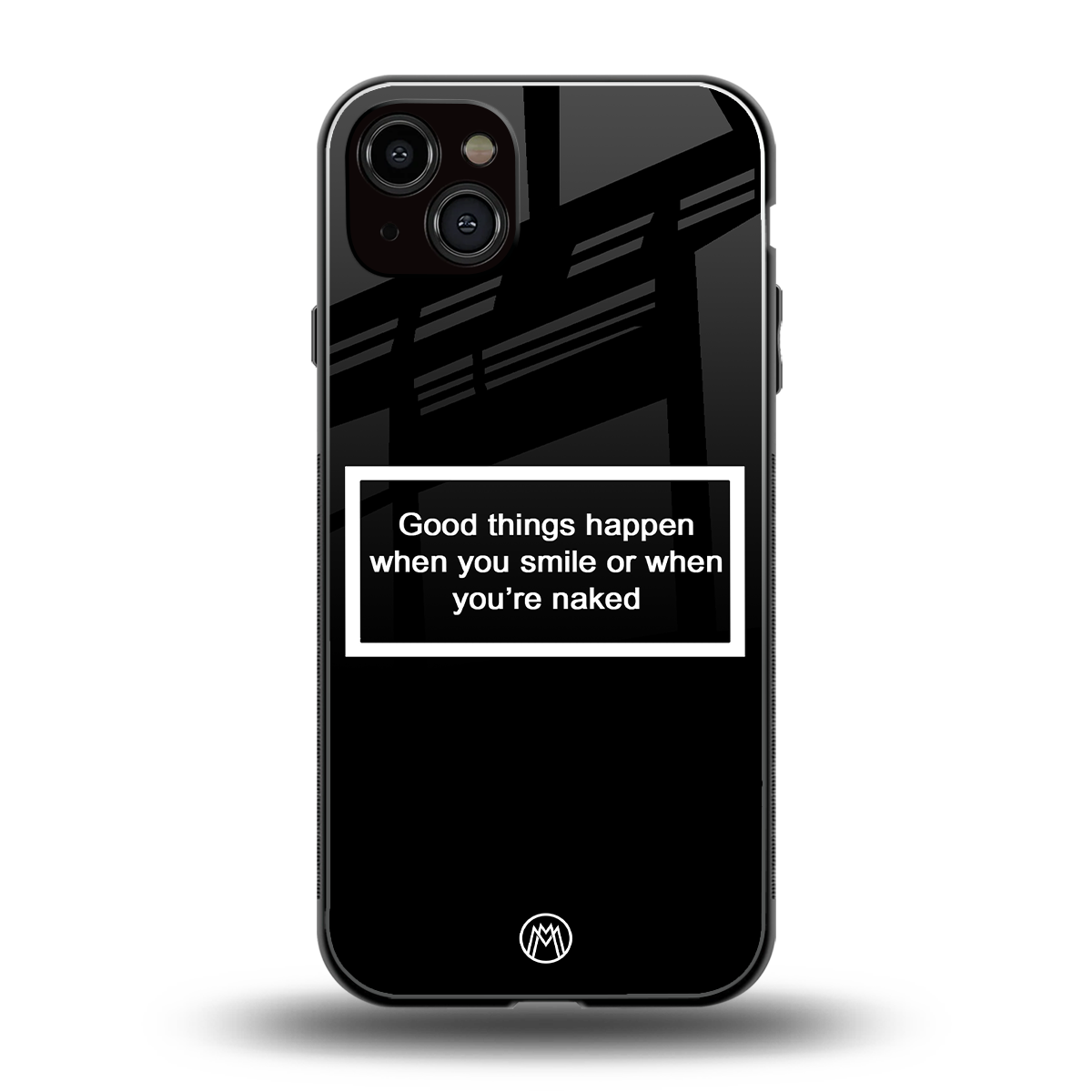 smile or naked black back phone cover | glass case for iphone 14 plus