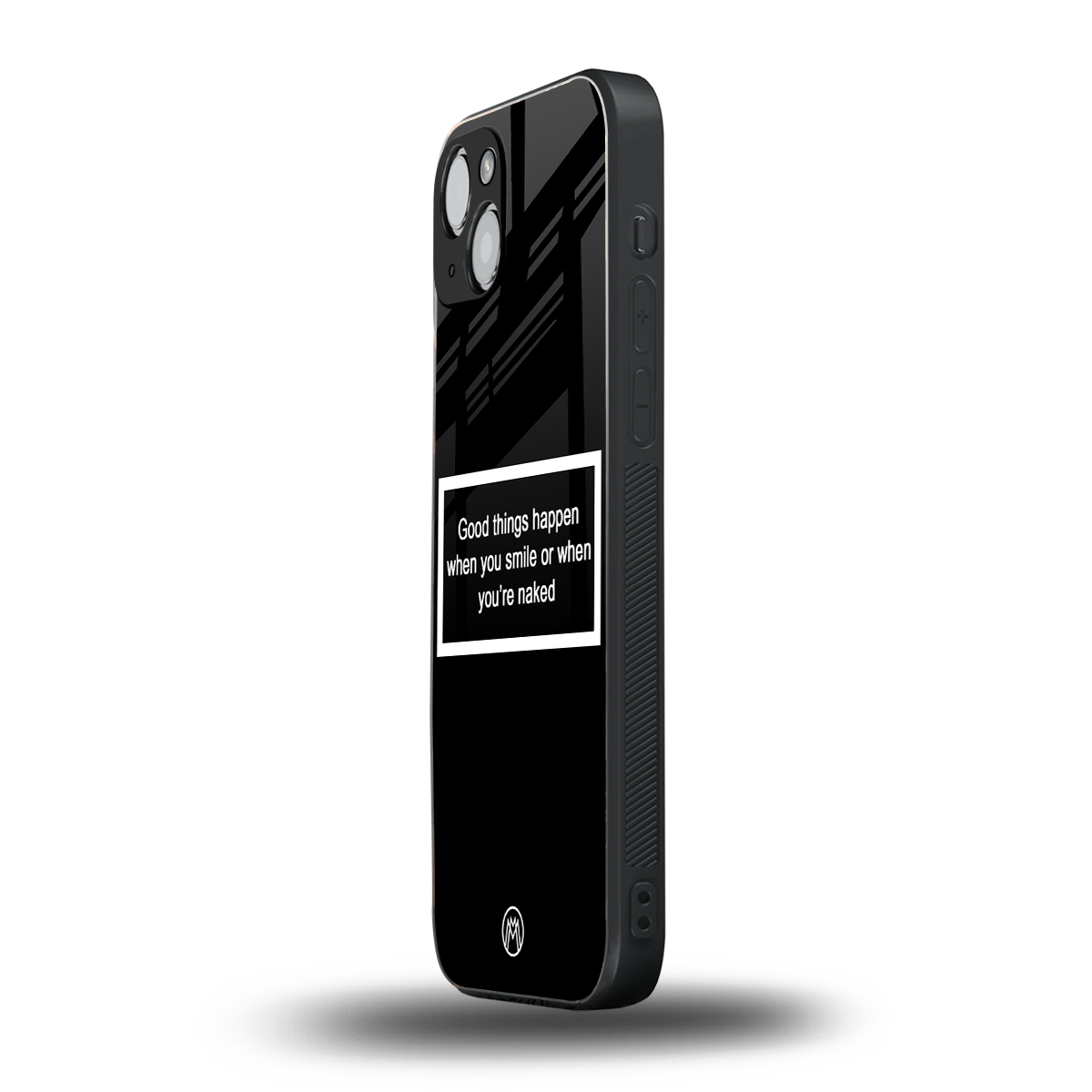 smile or naked black back phone cover | glass case for iphone 14 plus