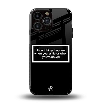 smile or naked black back phone cover | glass case for iphone 14 pro max