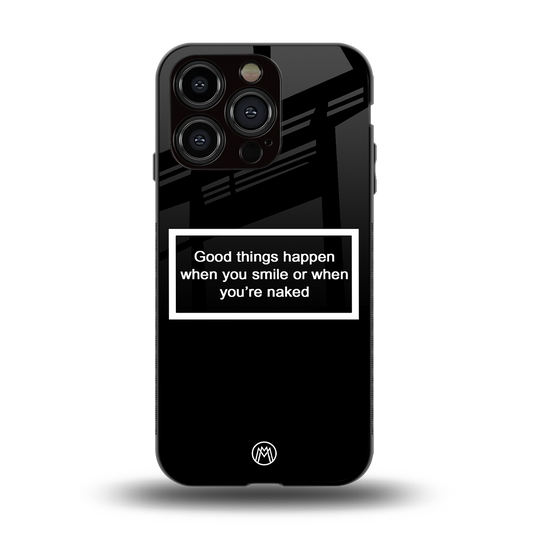 smile or naked black back phone cover | glass case for iphone 15 pro