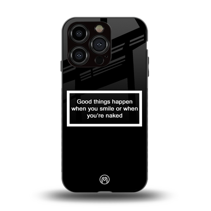smile or naked black back phone cover | glass case for iphone 14 pro