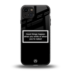 smile or naked black back phone cover | glass case for iphone 15