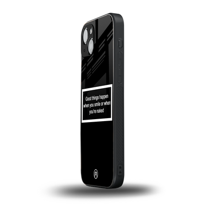 smile or naked black back phone cover | glass case for iphone 15
