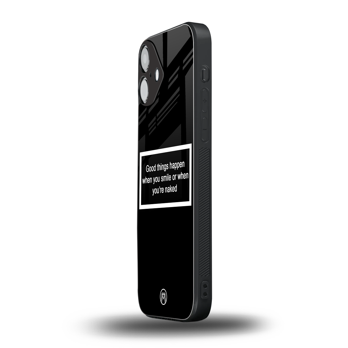 smile or naked black back phone cover | glass case for iphone 16 plus