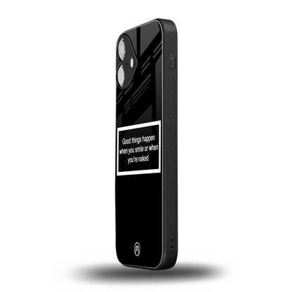 smile or naked black back phone cover | glass case for iphone 16 plus