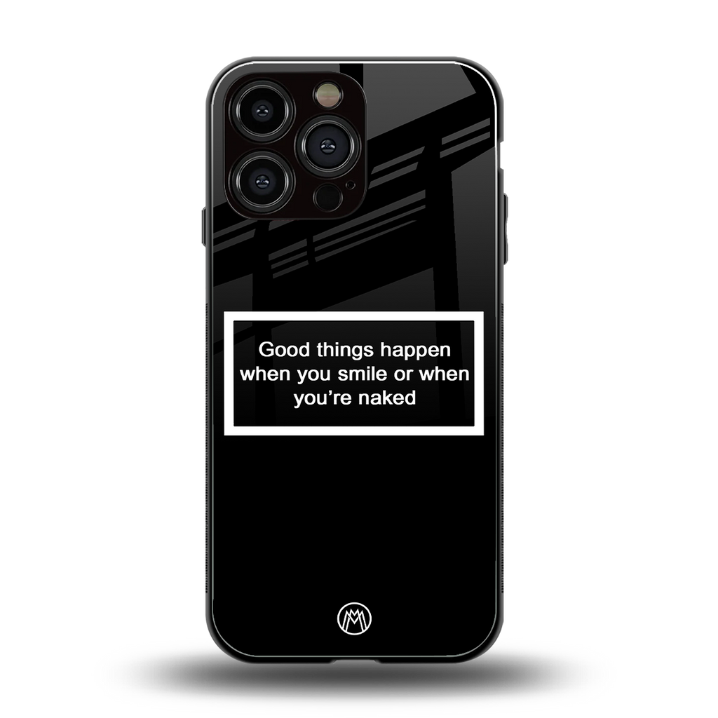 smile or naked black back phone cover | glass case for iphone 16 pro max