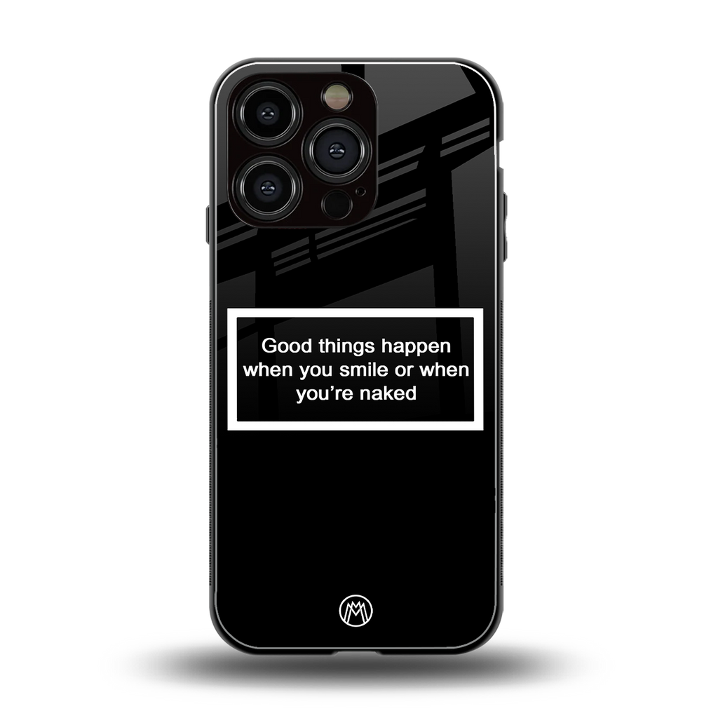 smile or naked black back phone cover | glass case for iphone 16 pro